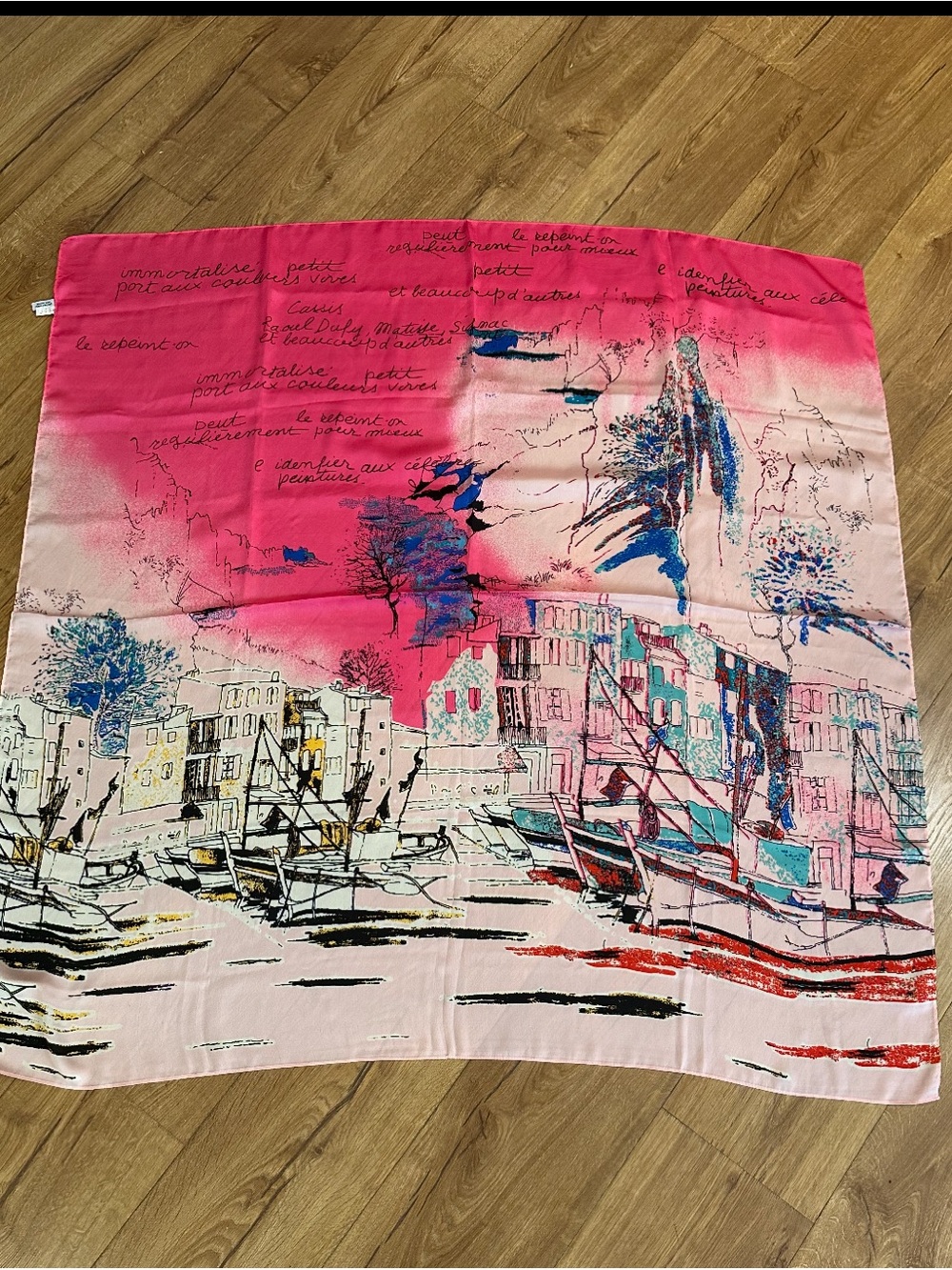 Scenic Pink Printed Silk Scarf